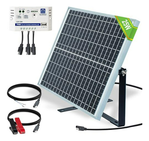 Panel Solar De 25w Con Soporte Y Controlador De Carga