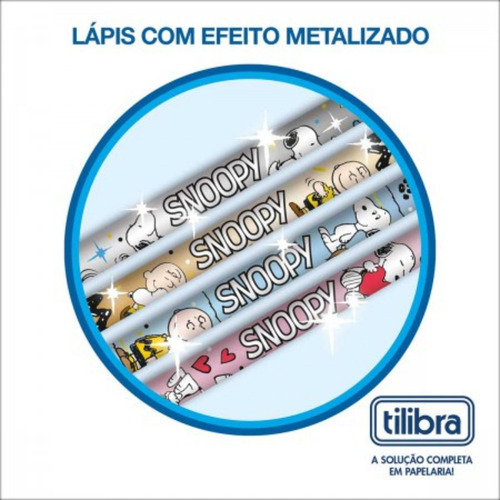 Kit Com 4 Lápis Preto Com Borracha Nº2 Snoopy - Tilibra