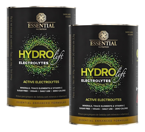 Kit 2x Hydrolift Eletrolytes - 2 Latas - Essential Nutrition Sabor Limão