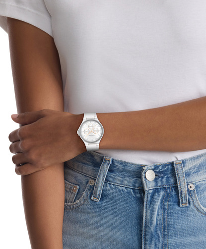Reloj Calvin Klein Mujer Vibrancy 25100106 Blanco 38mm Bisel Plateado