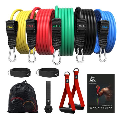 Bandas De Resistencia Bob And Brad, Juego De Bandas De Resistencia Para Entrenamiento Apilables Hasta 150 Libras, Bandas De Ejercicio Con Anclaje Para Puerta, Correas De Tobillo, Asas Y Funda De