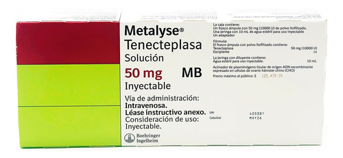 Metalyse 50 Mg Tenecteplasa, Solución