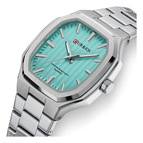 Relojes Impermeables De Acero Inoxidable Curren Fashion Para Color Del Fondo Plateado/verde Claro