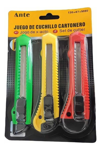 Corta Cartón Cartonero Exacto Cuchillo Cuchilla Pack De 3