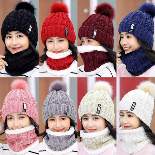 Bombardeo horario Barrio Gorro Bufanda Dama Mujer Frio Moda Afelpado Mayoreo 12sets