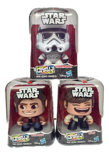 3 Fig De Star Wars Mighty Muggs Han Solo Stormtrooper Qi Ra 