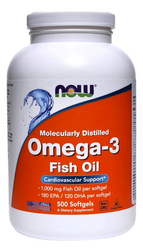 Suplemento em Softgels Ômega-3 Now Foods 1.000mg em pote 500 un