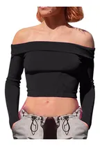 Comprar Blusas Cortas De Manga Larga Con Hombros Descubiertos De Col