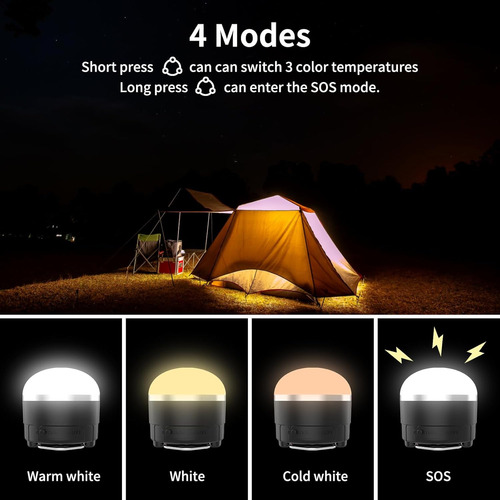 Linterna Led Recargable Camping 1000lm Con Luz 3 Colores