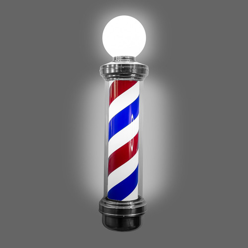 Barber Pole Big Gigante 97cm Prova Dágua Megan Estrutura Prateado 110v