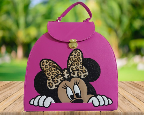 Bonita Bolsa-mochila De Dama, Personaje De Disney, En Fiusha Color Fucsia