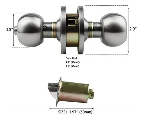 Manija De Puerta De Acero Inoxidable Con Cerradura Y 3 Llave