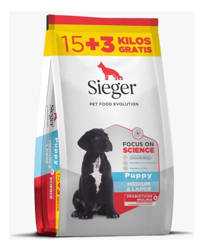 Alimento Sieger Puppy Medium & Large Breed 15 Kg + 3 Kg