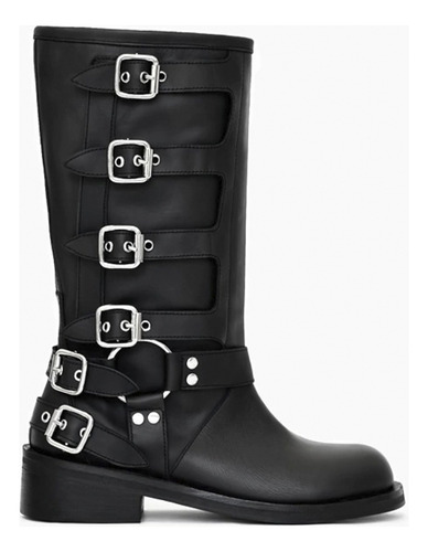 Botas Afrika Biker Mujer Tendencia Cuero Vacuno