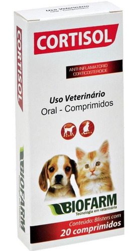 Cortisol C/20 Comp Tratamento Corticoide, Sarnas Cães E Gato