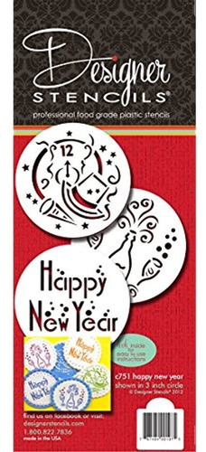 Designer Stencils C751 Happy New Year Cookie Stencils Beiges