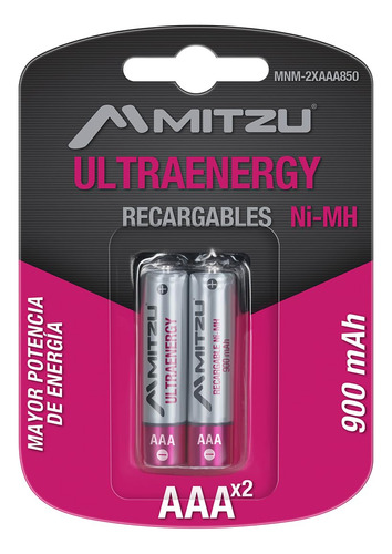 Mitzu Mnm-2xaaa850 Batería Recargable Aaa De Ni-mh
