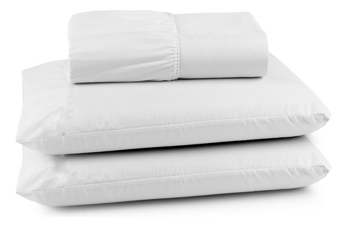 Lençol C/ Elástico 400 Fios King 3pçs Branco Confortável