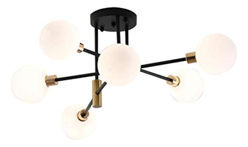 Fulesi Mid Century Black And Gold Chandelier 6 Luces Semi-em