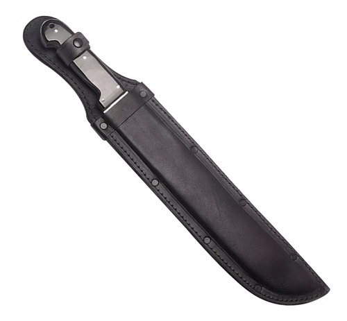 Facão 14 Largo Militar Aço Inox 3mm Cabo Chifre Bainha Couro