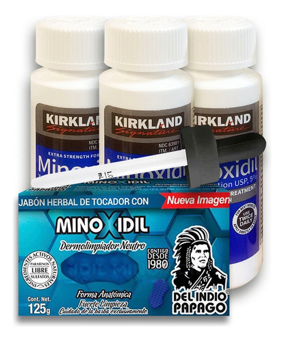 Minoxidil 5% Solución Tópica 3 Meses + Jabón 0.1% Minoxidil