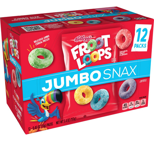 Kellogg's Froot Loops Jumbo Snax - Snacks Para Nios, Sabor A