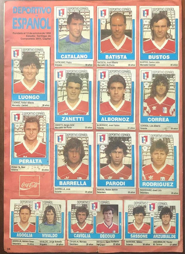 Figuritas Deportivo Español Álbum Fútbol 1992 Equipo Complet