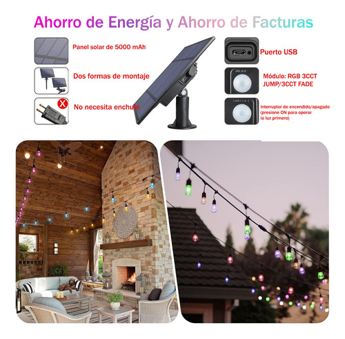 Guirnalda De Luces Rgb 15 Focos 10 Mtrs Serie Luces Colores