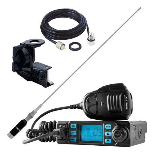 Rádio Px 80 Canais Antena Inox Bobinada Cabo 5,5m Sup Calha