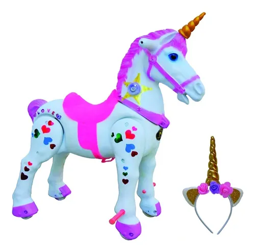 Caballo Unicornio Montable De Juguete Para Ni a Con Diadema