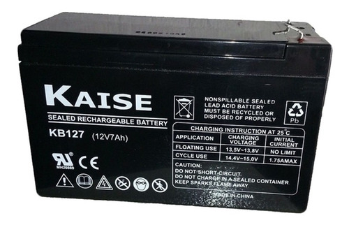 Batería Seca Recargable 12 Voltios 7 Ah Kaise Para Ups