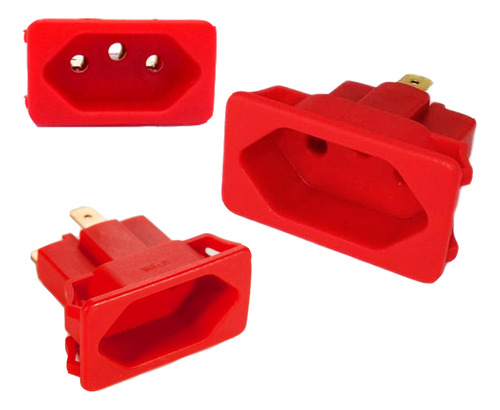 3 Tomada Embutir Fêmea Painel Vermelha 3 Pinos 20a Margirius Cor Vermelho