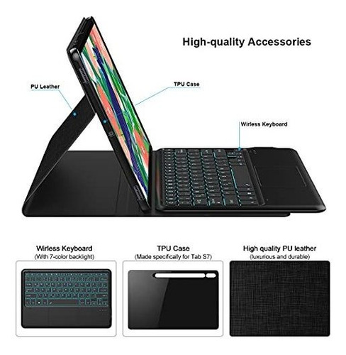 Estuche Teclado Para Samsung Galaxy Tab S7 Fe Lite Pu 7