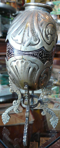 Imagen 2 de 6 de Mate Galleta Antiguo Cincelado Con Talla 7o 1740
