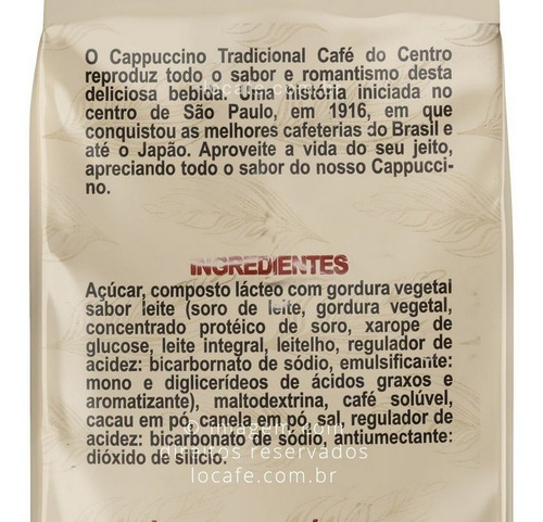 Cappuccino Solúvel Tradicional Café Do Centro 3kg (3x1kg)