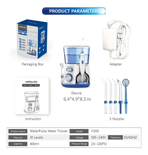 Waterpulse Irrigador Oral Limpiador Dental 800ml Odontología