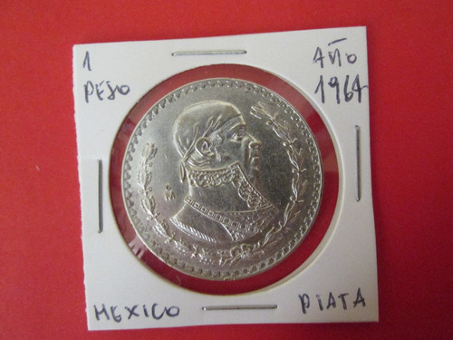 Antigua Moneda Mexico 1 Peso Plata Año 1964 Escasa 