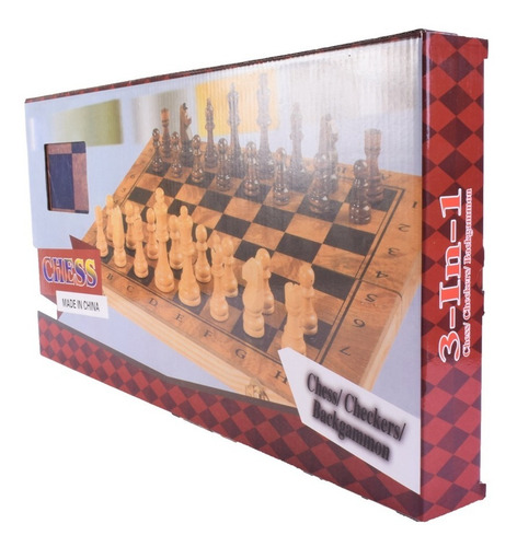 Imagen 4 de 8 de Juego De Mesa Ajedrez De Madera 3 En 1 Tipo Maletín