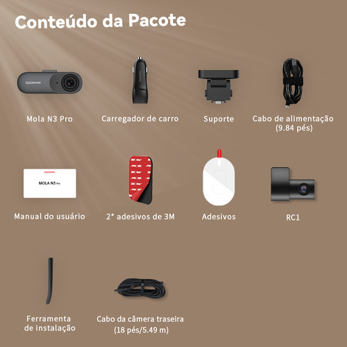 Câmera Veicular N3 Pro Gps Ddpai 1600p+1080p Wifi App Sr2.0 N3 Pro Gps+64gb