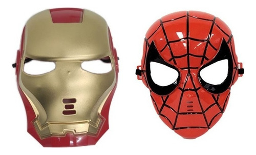 Mascara Homem De Ferro E Homem Aranha Vingadores Infantil Cor Dourado/vermelho