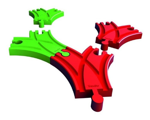 Imagen 2 de 7 de Trencity Set Desvios Plastico Rojo Verde 4 Piezas Educando