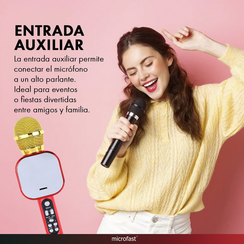 Imagen 3 de 10 de Micrófono Inalámbrico Karaoke Parlante Recargable Bluetooth