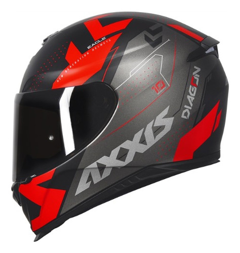 Capacete Fechado Axxis Eagle Diagon Preto Vermelho