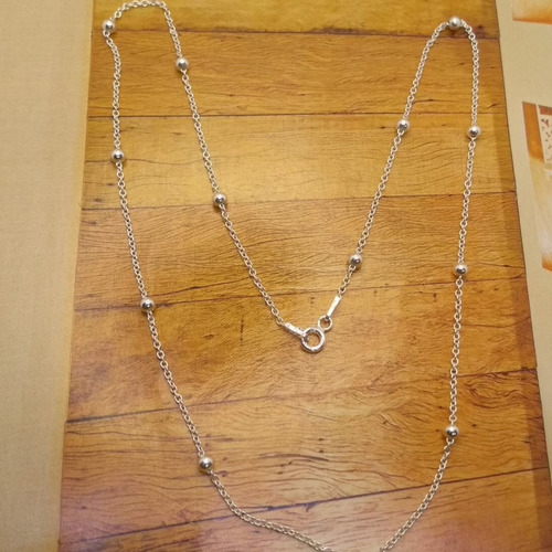 Corrente De Prata Feminina Jóia Legítima Bolinha 3 Mm 45 Cm Cor Prateado
