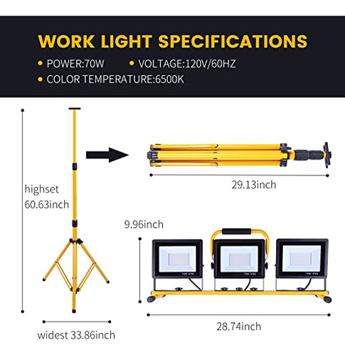 Luces De Trabajo Led Con Soporte Ajustable Y Trípode