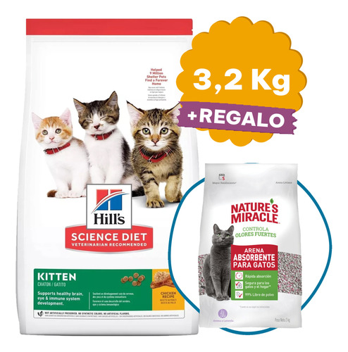 Comida Hills Kitten Gato Cachorro 3,2 Kg + Envío Gratis