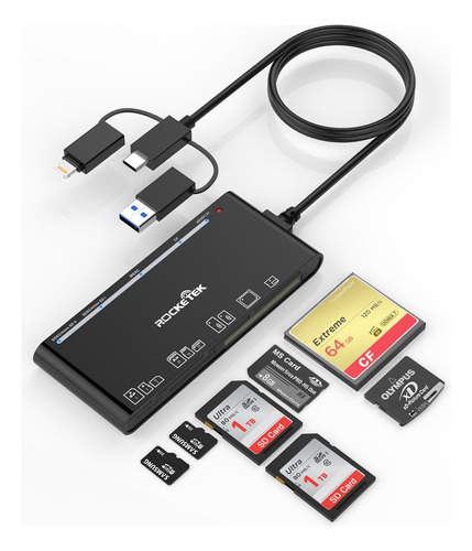 Usb C Lightning Usb3.0 Lector De Tarjetas Multiples Para Sd