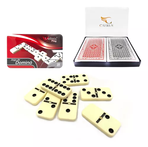 Jogo De Domino De Osso Profissional 28 Peças Com Estojo