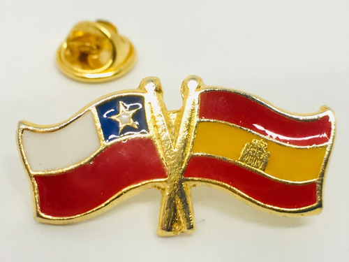Pin Bandera Chile Y España Entrelazadas 