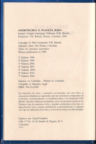 Hercólubus O Planeta Rojo- V. M. Rabolú- Editoresmaslectores
